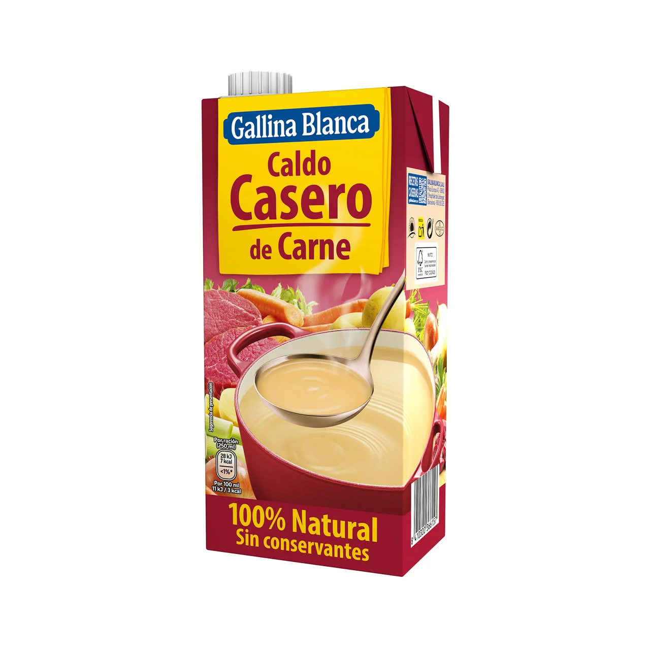 100% Natural Caldo casero de carne 1 l.