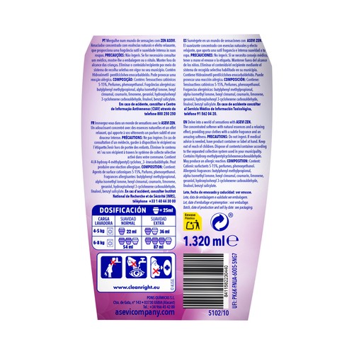ASEVI Suavizante concentrado sensations zen efecto relajante ASEVI 60 lav. 1,5 l.