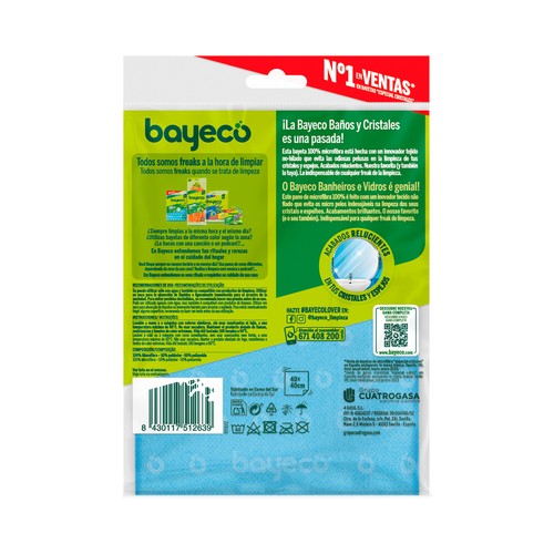 BAYECO Bayeta de microfibra 100%, para baños y cristales