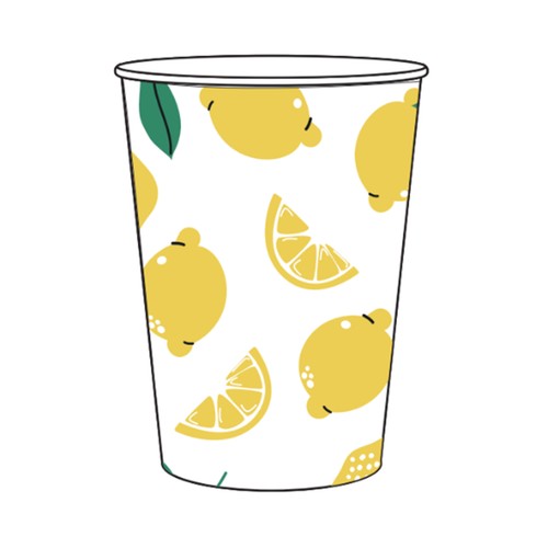 Vaso 23cl cartón 10unds decorados Limones ACTUEL