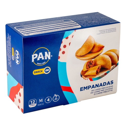 PAN Empanadas precocidas y congeladas rellenas de carne Snack 600 g.