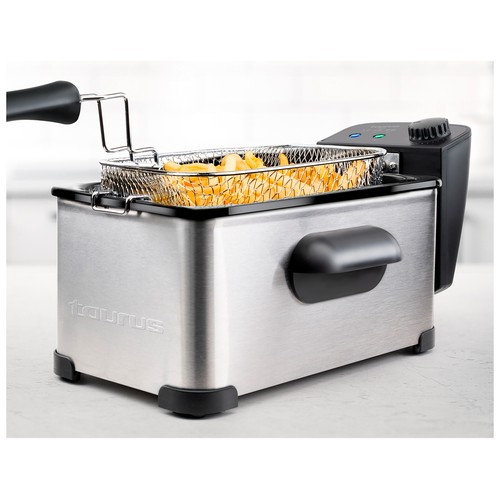 Freidora TAURUS DF2030 Inox, 2000W, capacidad 3L, termostato regulable hasta 190ºC