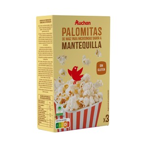 PRODUCTO ALCAMPO Palomitas de maíz para microondas sabor mantequilla 3 uds. x 90 g.