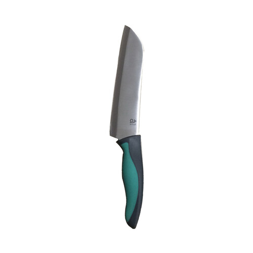 Cuchillo de cocina Santoku con hoja de acero inoxidable de 18cm. y mango bicolor, ACTUEL.