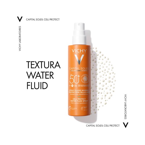VICHY Protector solar en spray, resistente al agua y con FPS 50+ (muy alta) VICHY Capital soleil 200 ml.