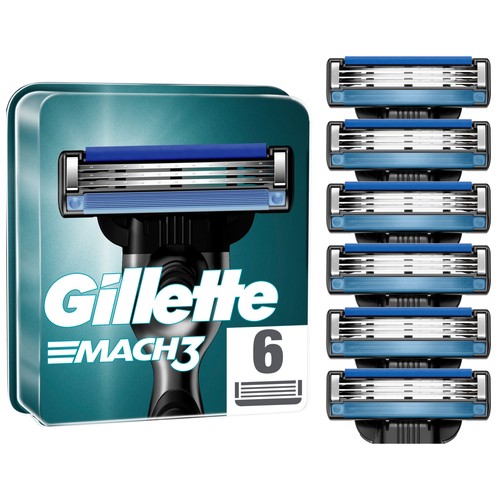 GILLETTE Mach 3 Recambio de cuchillas de 3 hojas para maquinillas de afeitar 6 uds.