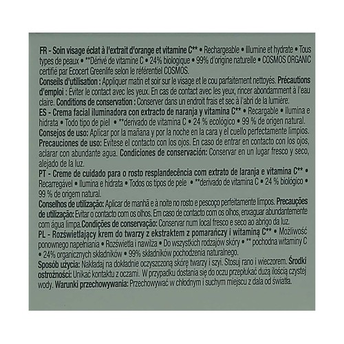 COSMIA Bio Crema facial iluminadora e hidratante con extracto de naranja ecológica y vitamina C 50 ml.