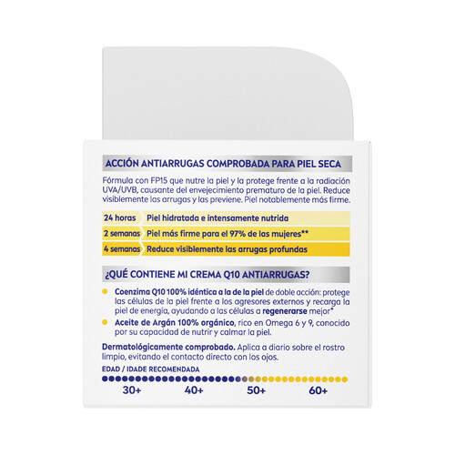 NIVEA Crema de día con acción extranutritiva y efecto anti-arrugas, para pieles secas a muy secas NIVEA Q10 power 50 ml.