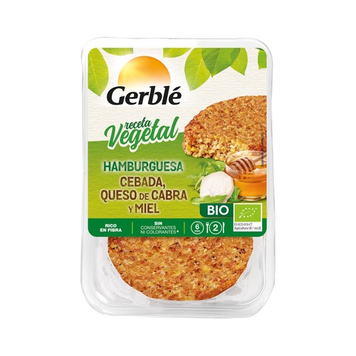 Hamburguesas vegetales de cebada, queso de cabra y miel, ecológicas GERBLÉ 2 uds. 200 g.