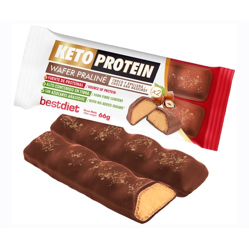 BEST DIET Barrita de wafer rellena de praliné 66 g.