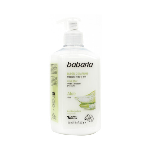 BABARIA Jabón crema de manos con aloe vera y acción antibacteriana BABARIA 500 ml.