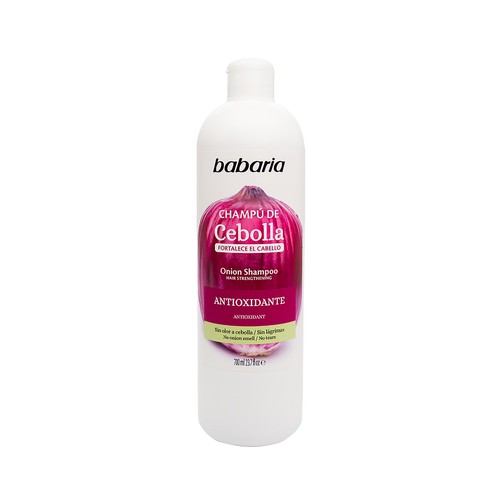 BABARIA Champú de cebolla (sin olor a cebolla) fortificante y antioxidante 700 ml.