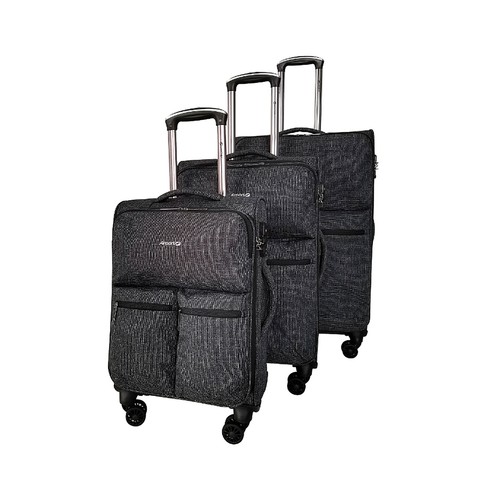 Maleta mediana tipo trolley flexible de 65 cm, 8 ruedas, color negro, ALCAMPO.