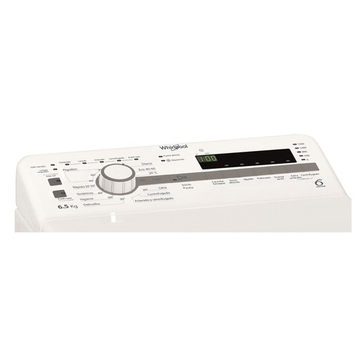Lavadora de carga superior WHIRLPOOL TDLR 65230SS SP/N 6,5KG, clasificación energética: D, 1200RPM,H: 90cm, A: 40cm, F: 60cm.