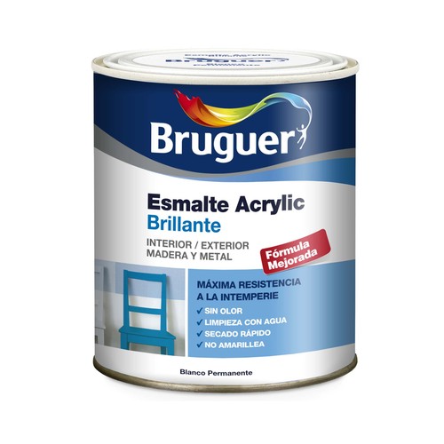 Bote de 07.5l. de esmalte acrílico blanco permanente brillante BRUGUER.