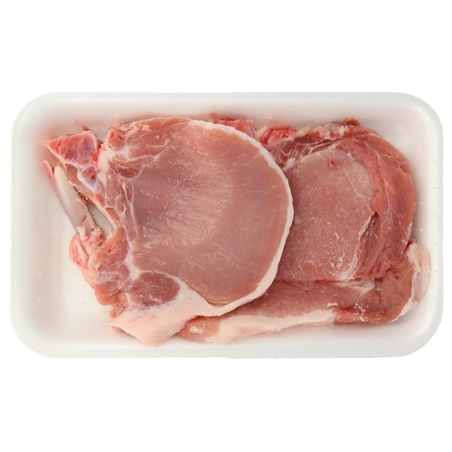 Chuletas de centro de cerdo blanco.