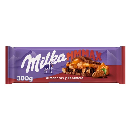 MILKA Chocolate con leche, almendras, crema y caramelo 300 g.