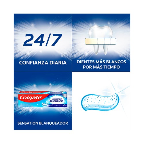 COLGATE Sensation Pasta de dientes con flúor, acción blanqueadora y microcristales limpiadores 75 ml.