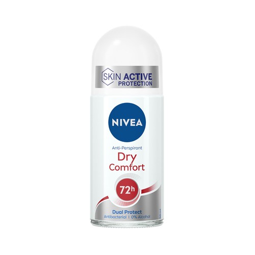 NIVEA Dry comfort Desodorante roll on para mujer con protección antitranspirante hasta 72 horas 50 ml.