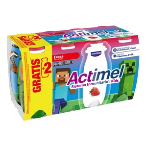 ACTIMEL de Danone Leche fermentada con Lcasei y sabor a fresa 6 x 100 ml.