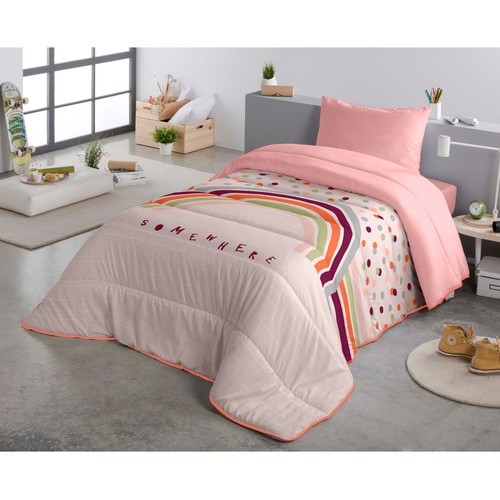 Edredón reversible para cama de 90 cm, estampado infantil, 100% poliéster, NATURALS.