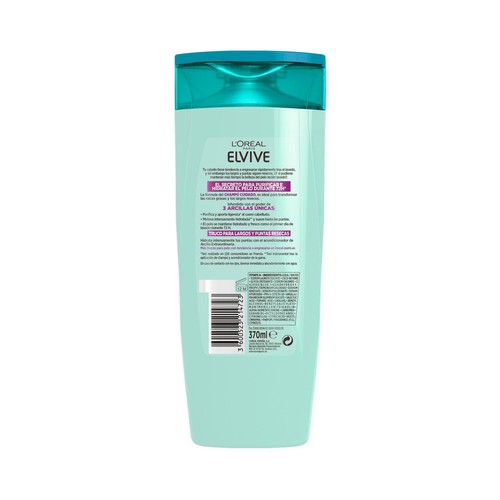 L´ORÉAL PARIS Champú purificante para cabellos normales o con tendencia a engrasarse L´ORÉAL PARIS Elvive arcilla extraordinaria 370 ml.