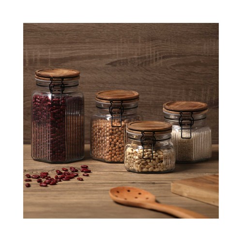 Bote 1500ml, con tapa de acacia. VERSA HOME