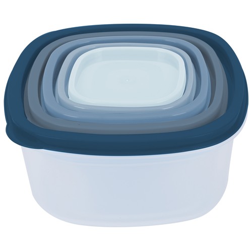 Set 5 recipientes cuadrados, varios colores, para cocina. ACTUEL