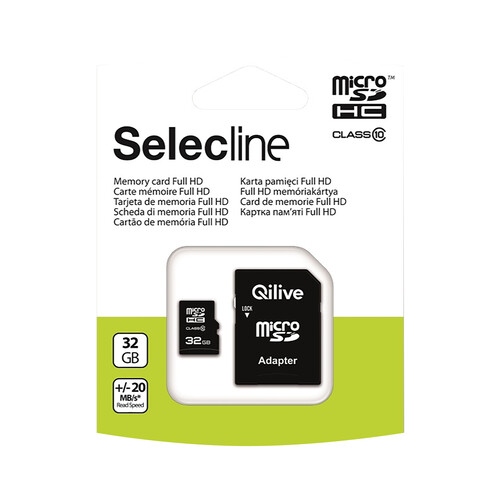 Tarjeta de memoria SELECLINE MicroSDHC 32GB, clase 10, adaptador SD.