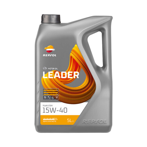 Tratamiento de aceite lubricante semisintético 15W-40 para motores gasolina o diésel, 5 litros, REPSOL Leder TDI.