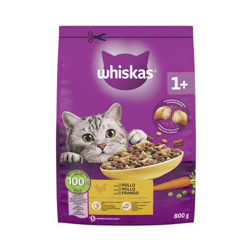 WHISKAS Alimento seco de gato adulto pollo 800gr