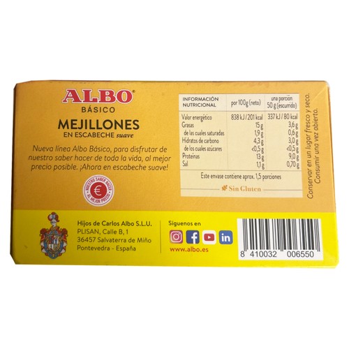 ALBO Mejillones en escabeche - Lata 69g.