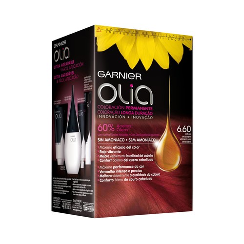 GARNIER Olia Tinte de pelo color rojo intenso, tono 6.60.