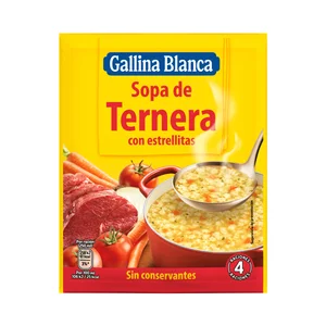 GALLINA BLANCA Sopa de ternera con estrellitas sobre de 74 g.