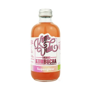 KOMVIDA Superglow Bebida de te fermentada (kombucha) ecológica, sabor frutal 250 ml.