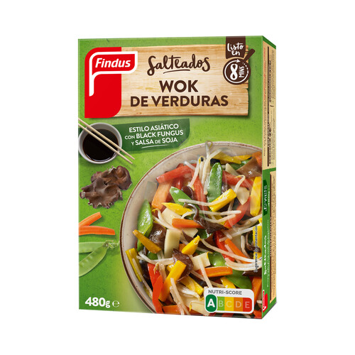 FINDUS Salteados Wok de verduras estilo asiático con Black fungus y salsa de soja 480 g.