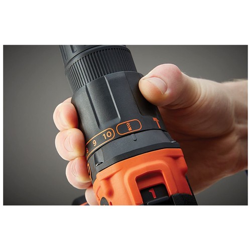 Taladro atornillador con batería litio 18V, 2 baterías y maletín, BLACK + DECKER BDCHD18KB.