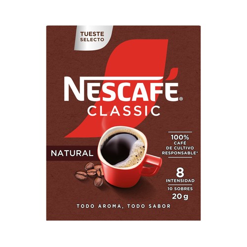 Café soluble natural NESCAFÉ 10 sobres x 2 g.