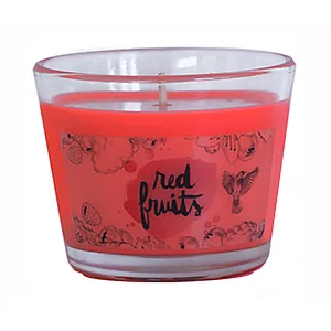 Vela perfumada frutos rojos en vaso pequeño de cristal, PRODUCTO ALCAMPO.