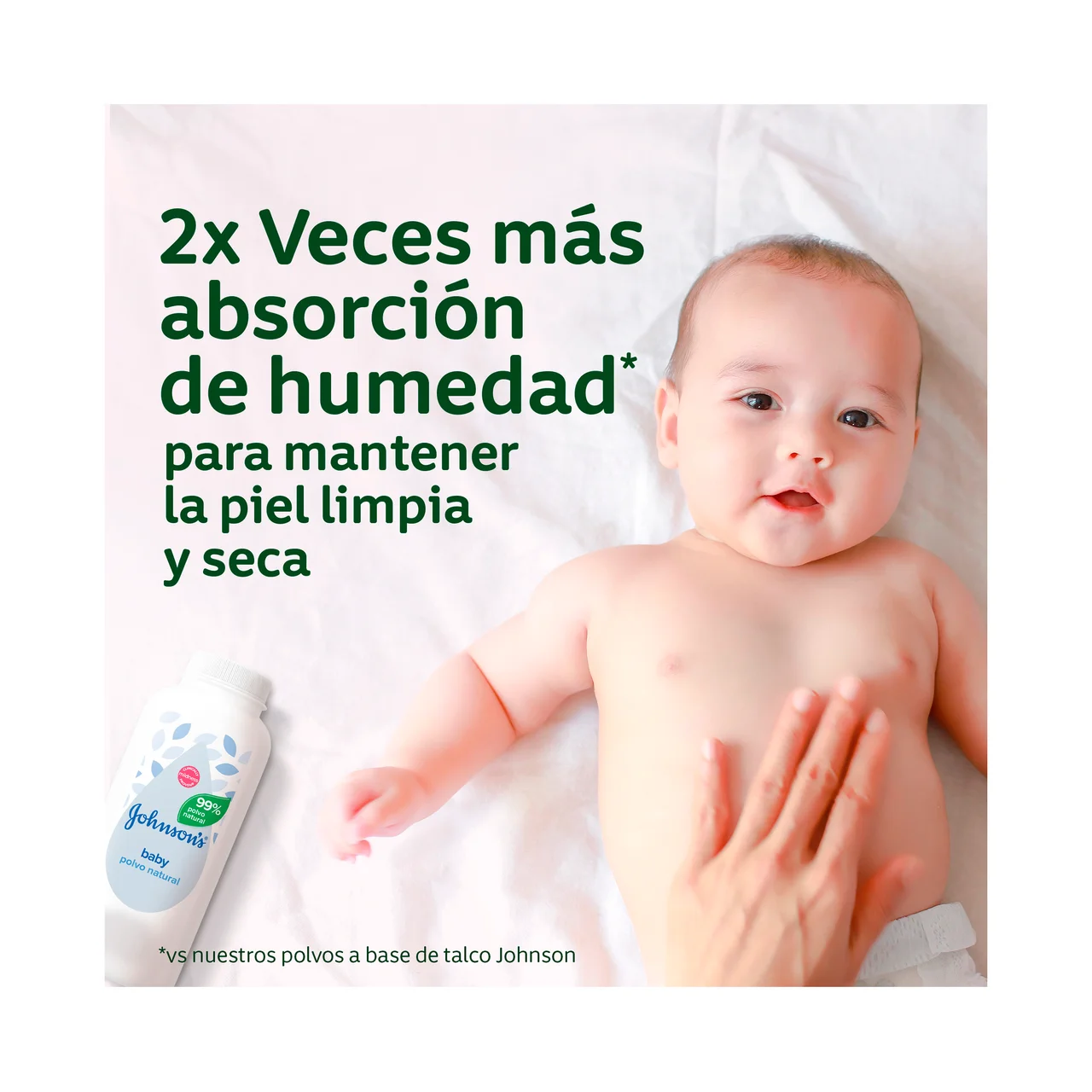 JOHNSON´S Baby Polvo para toda la familia, 99% natural, para pieles sensibles 200 g.