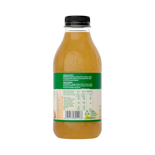ALVALLE Crema de calabaza con AOVE e ingredientes 100% naturales 600 ml.