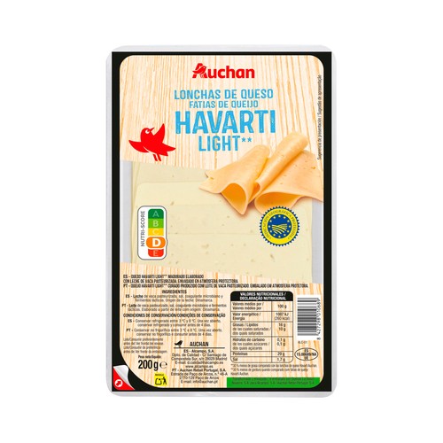 AUCHAN Queso Havarti light IGP en loncha 200g