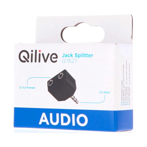 Adaptador splitter audio QILIVE JACK 3,5mm macho a 2 hembras.