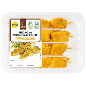 Imagen de Pincho moruno de pechuga de pollo con adobo amarillo UVESA 320 g,