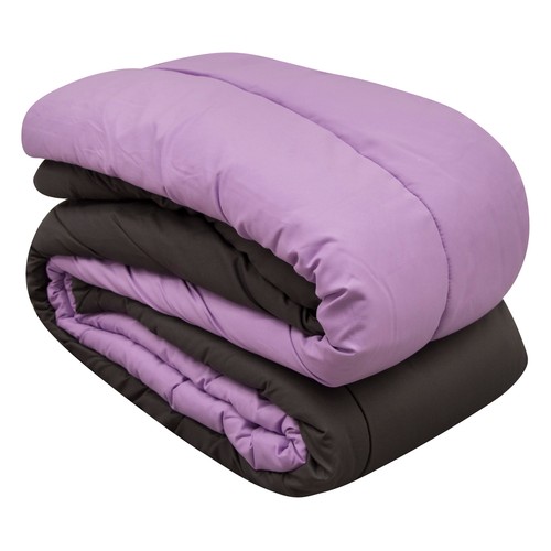 Relleno nórdico bicolor antiácaros para cama de 150cm, 300g/m². SAVEL, color gris y morado.