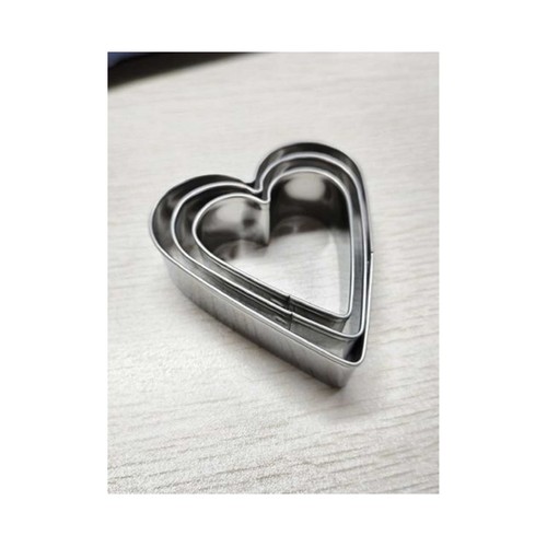 Set de 3 cortadores para galletas de acero inoxidable con forma de corazón, ideal para San Valentín, ACTUEL
