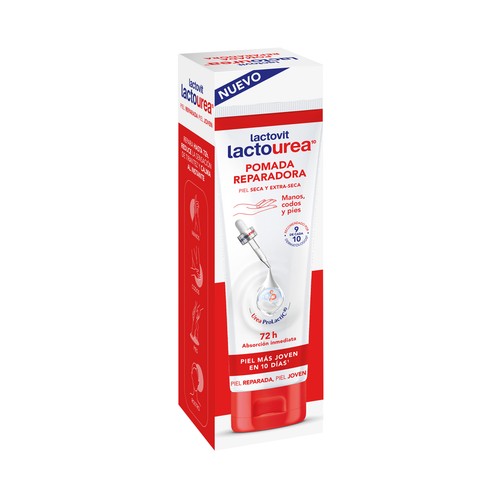 LACTOVIT Lactourea Crema reparadora de manos, codos y pies, para pieles secas y extra secas 75 ml.