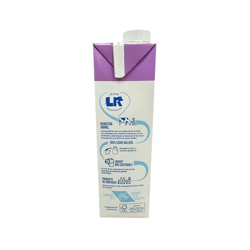L.R. Leche entera de vaca, sin lactosa 1l.