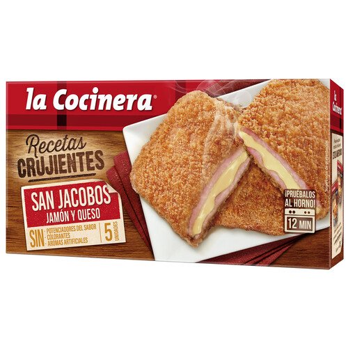LA COCINERA San Jacobos tradicionales (jamón y queso empanados) Recetas crujientes 5 uds.
