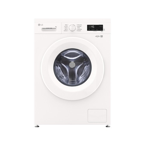 Lavadora LG F2X10S7NLH 7KG, color blanco, clasificación energética: A, 1200RPM, H: 85cm, A: 60cm, F: 44cm.